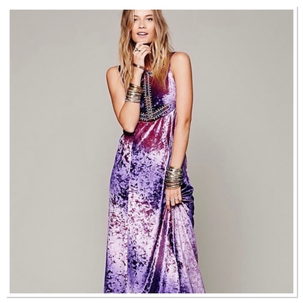 Free People Hello Gorgeous Maxi Dress Velvet Purple Multicolor Size Medium